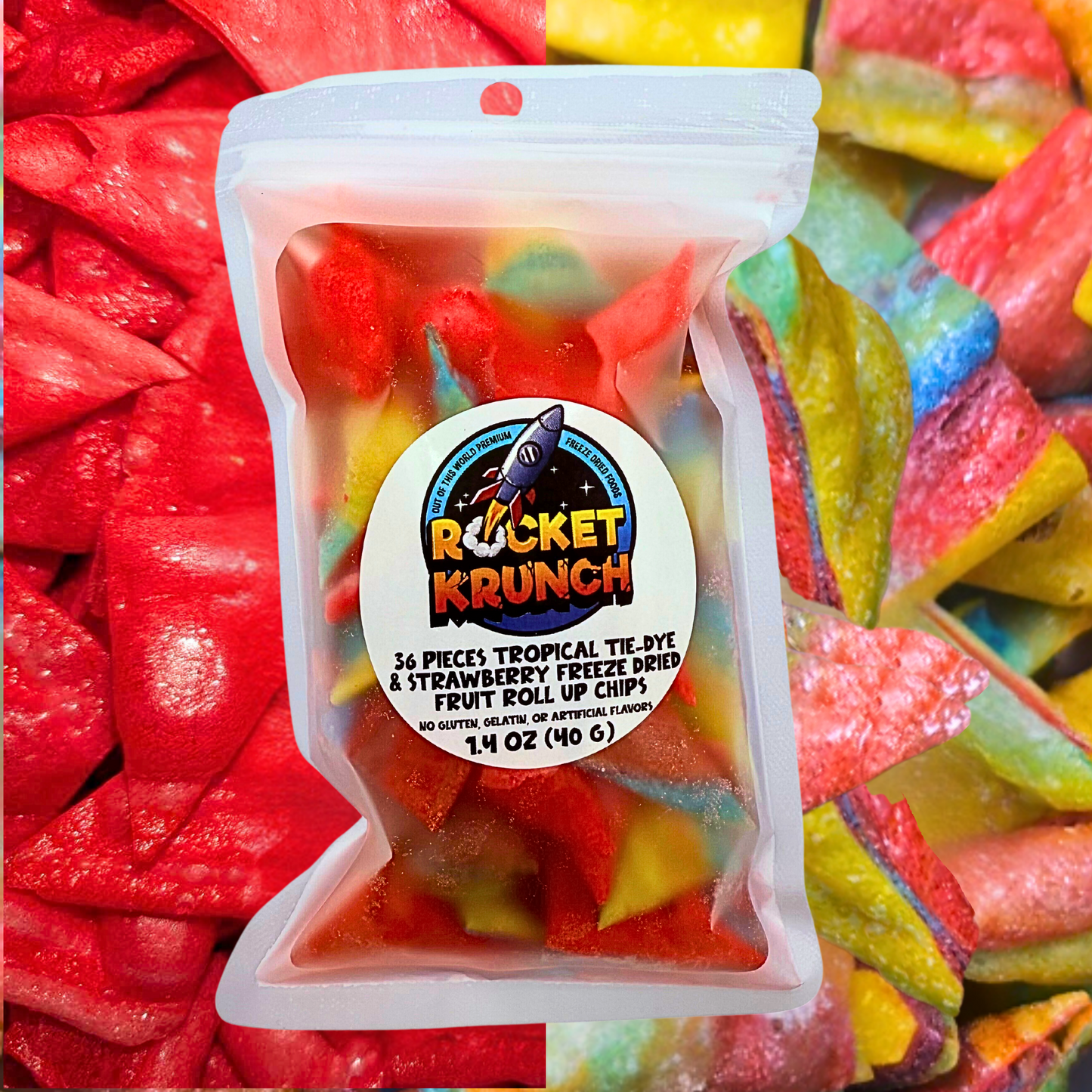 Tropical Tie-Dye & Strawberry Freeze Dried Fruit Roll Up Chips